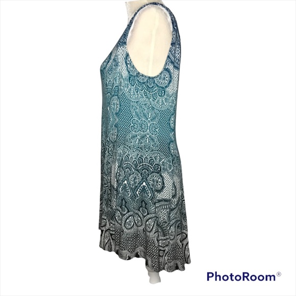 Soma Sleeveless Fit + Flare Tunic Dress Blue Ombré Size L - Picture 3 of 7